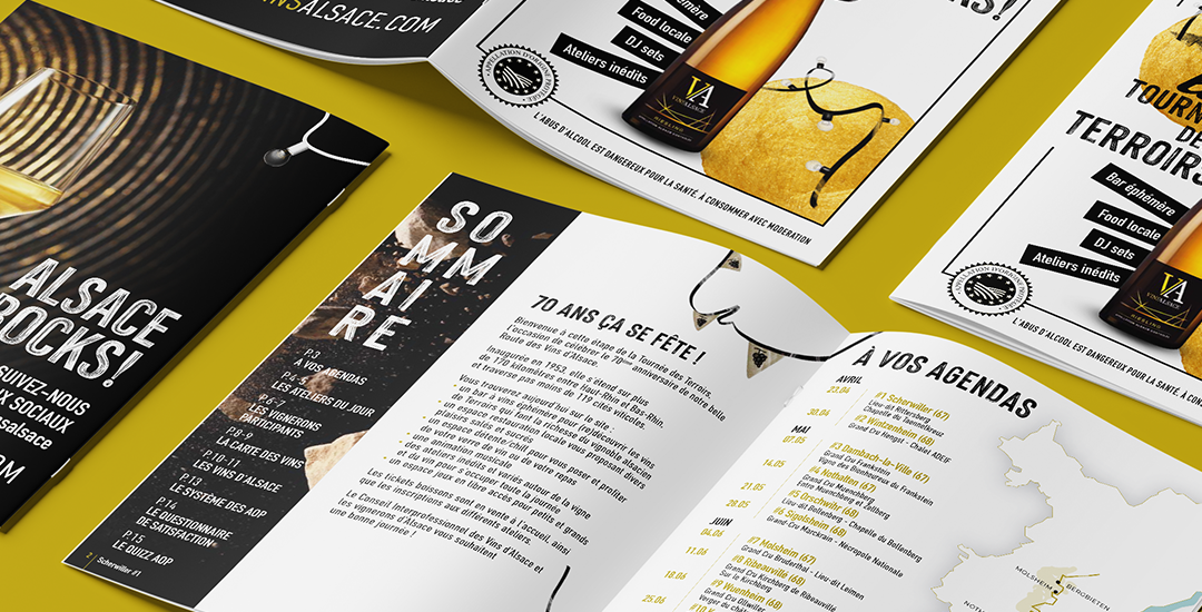 ALSACE ROCKS ! La Tournée des Terroirs propose d'aller à la découverte des richesses du vignoble alsacien à travers 15 étapes dans 15 lieux différents. UN FESTIVAL ITINÉRANT AU CŒUR DU VIGNOBLE ALSACIEN - Graphiste freelance Cannes